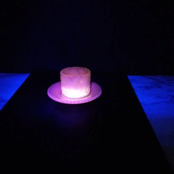 Degenhart Glass Ohio Salt Cellar Saucer Paperweight Trinket Vtg - Picture 11 of 11